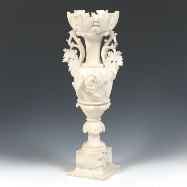 ALABASTER CARVED VASE ON