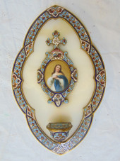ALABASTER & CLOISONNE HOLY WAT