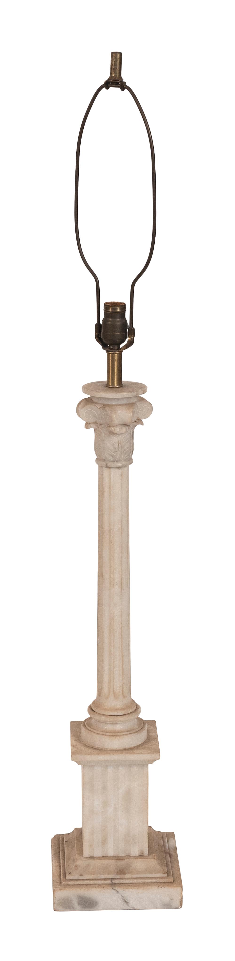 ALABASTER COLUMN-FORM LAMP EARLY TO