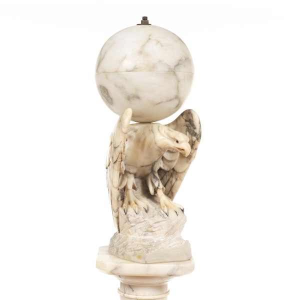 ALABASTER EAGLE LAMP ON PEDESTAL