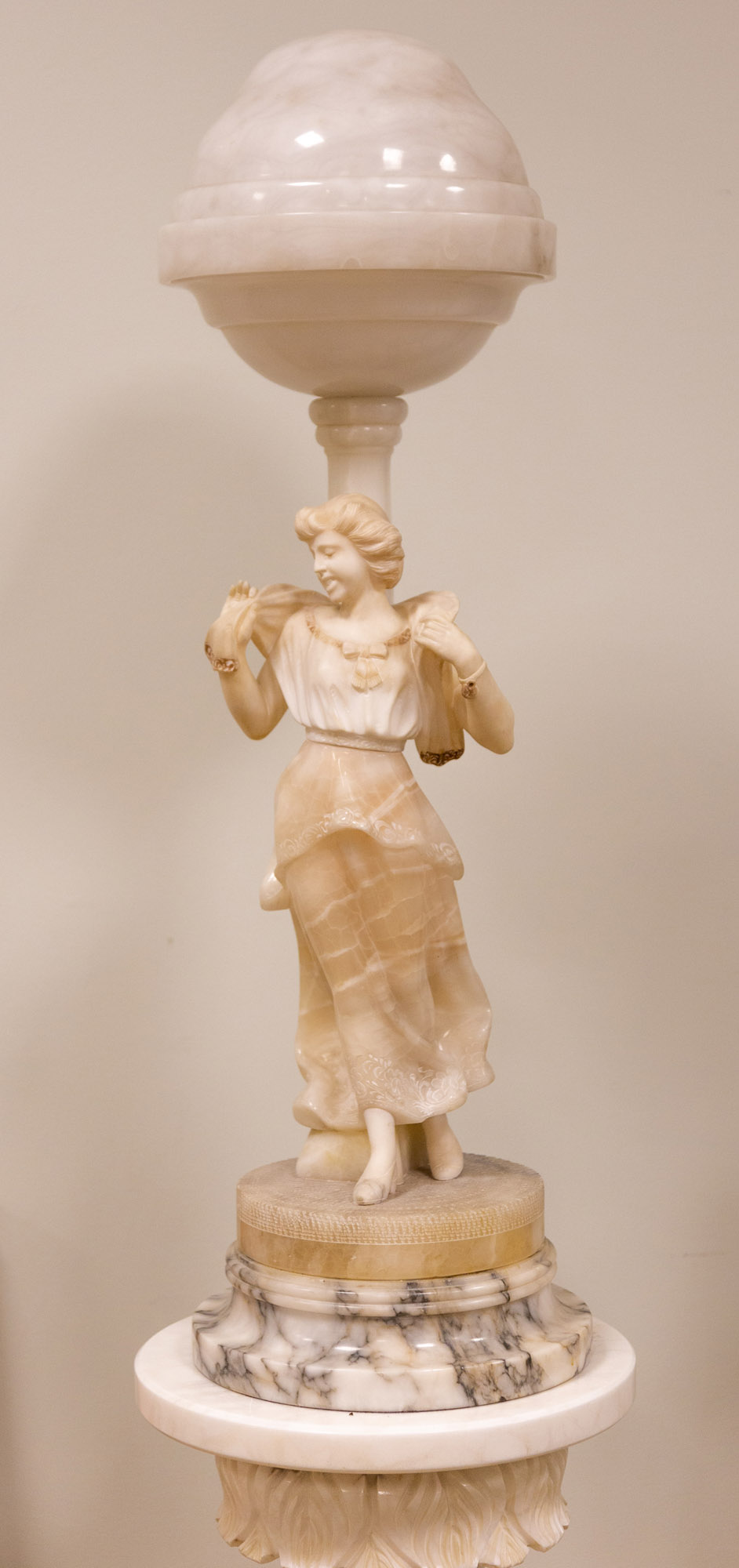 ALABASTER FIGURAL LAMP Early 20th