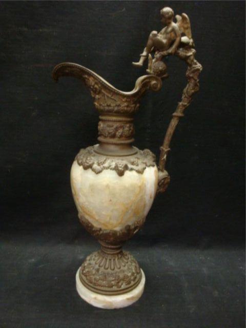 Alabaster & Gilt Metal Ewer. From a