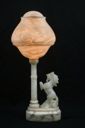 ALABASTER HORSE LAMP: Italian