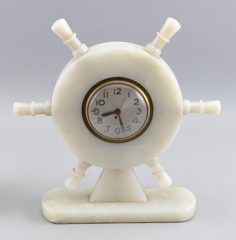 ALABASTER MANTEL CLOCK IN THE