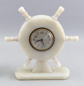 ALABASTER MANTEL CLOCK IN THE
