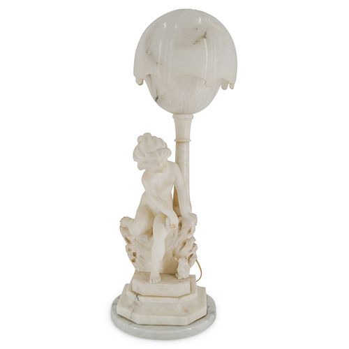 ALABASTER & MARBLE FIGURAL TABLE