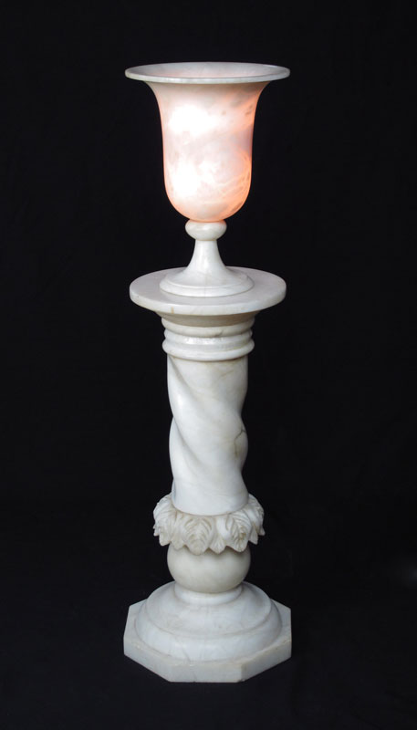 ALABASTER PEDESTAL AND URN