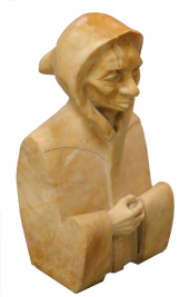 ALABASTER SCULPTURE OF A MONK,