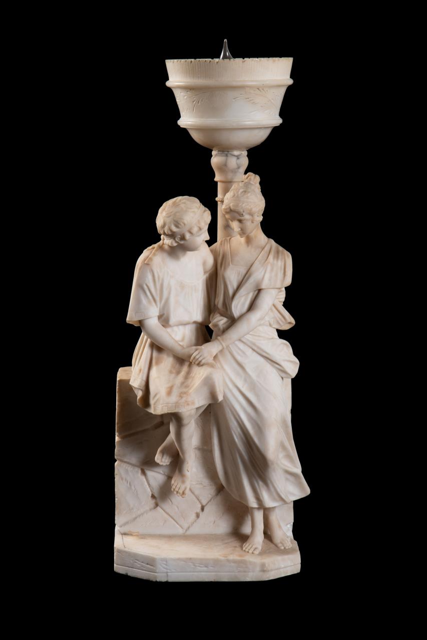 ALABASTER TABLE LAMP YOUNG COUPLE