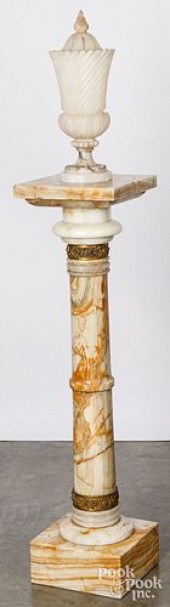 ALABASTER URN AND ONYX PEDESTA