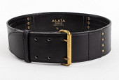 ALAIA BLACK LEATHER BELT WITH