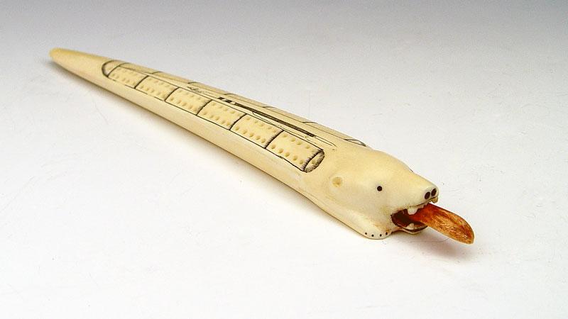 ALASKAN IVORY CRIBBAGE BOARD: In