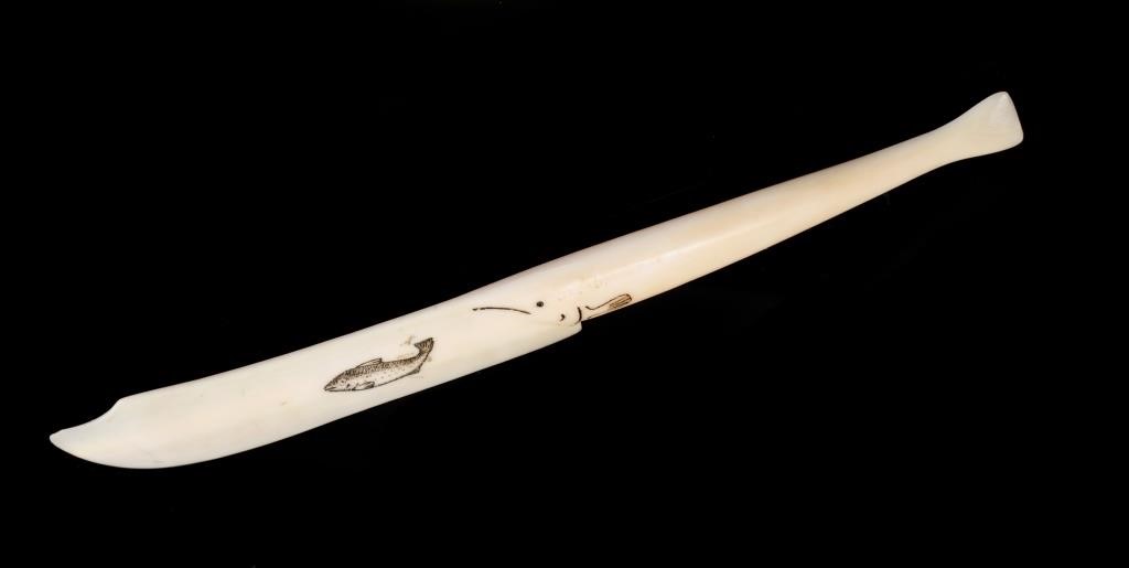 ALASKAN WALRUS IVORY SCRIMSHAW
