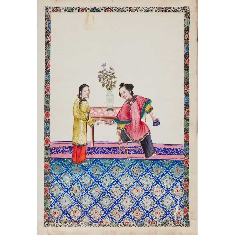ALBUM OF TWELVE PITH PAINTINGS