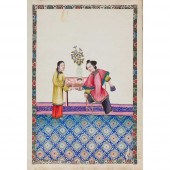 ALBUM OF TWELVE PITH PAINTINGS