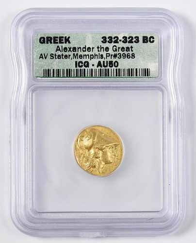 ALEXANDER THE GREAT AV STATER COIN,