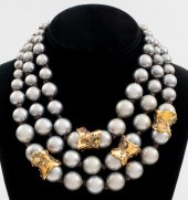 ALEXIS BITTAR FAUX PEARL TRIPL