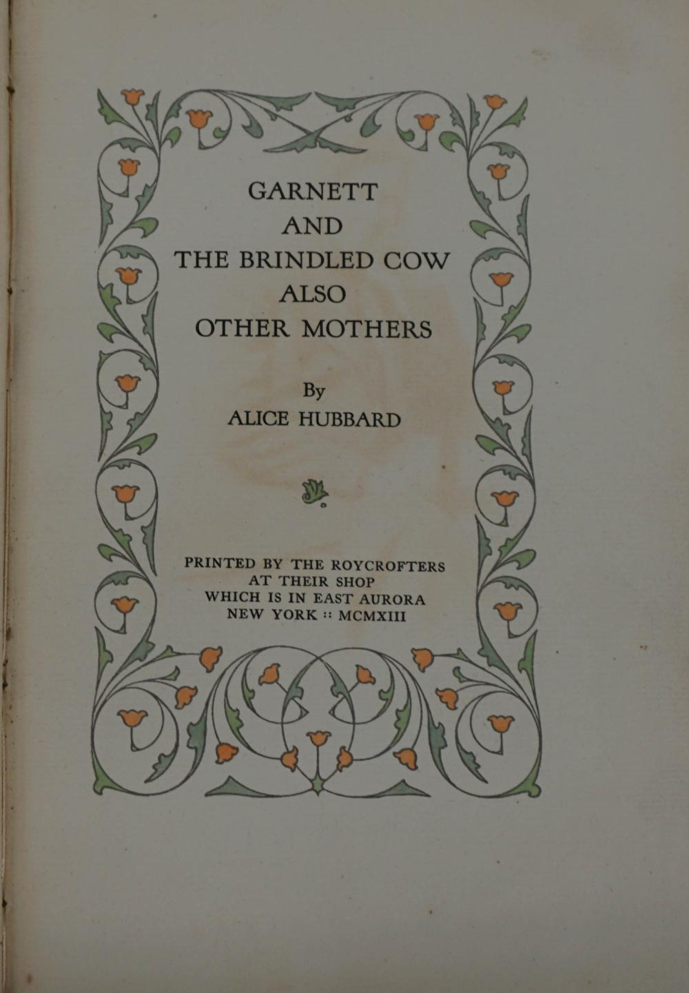 ALICE HUBBARD, GARNETT AND THE