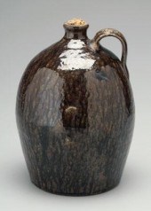 Alkaline glaze ovoid jug, mott