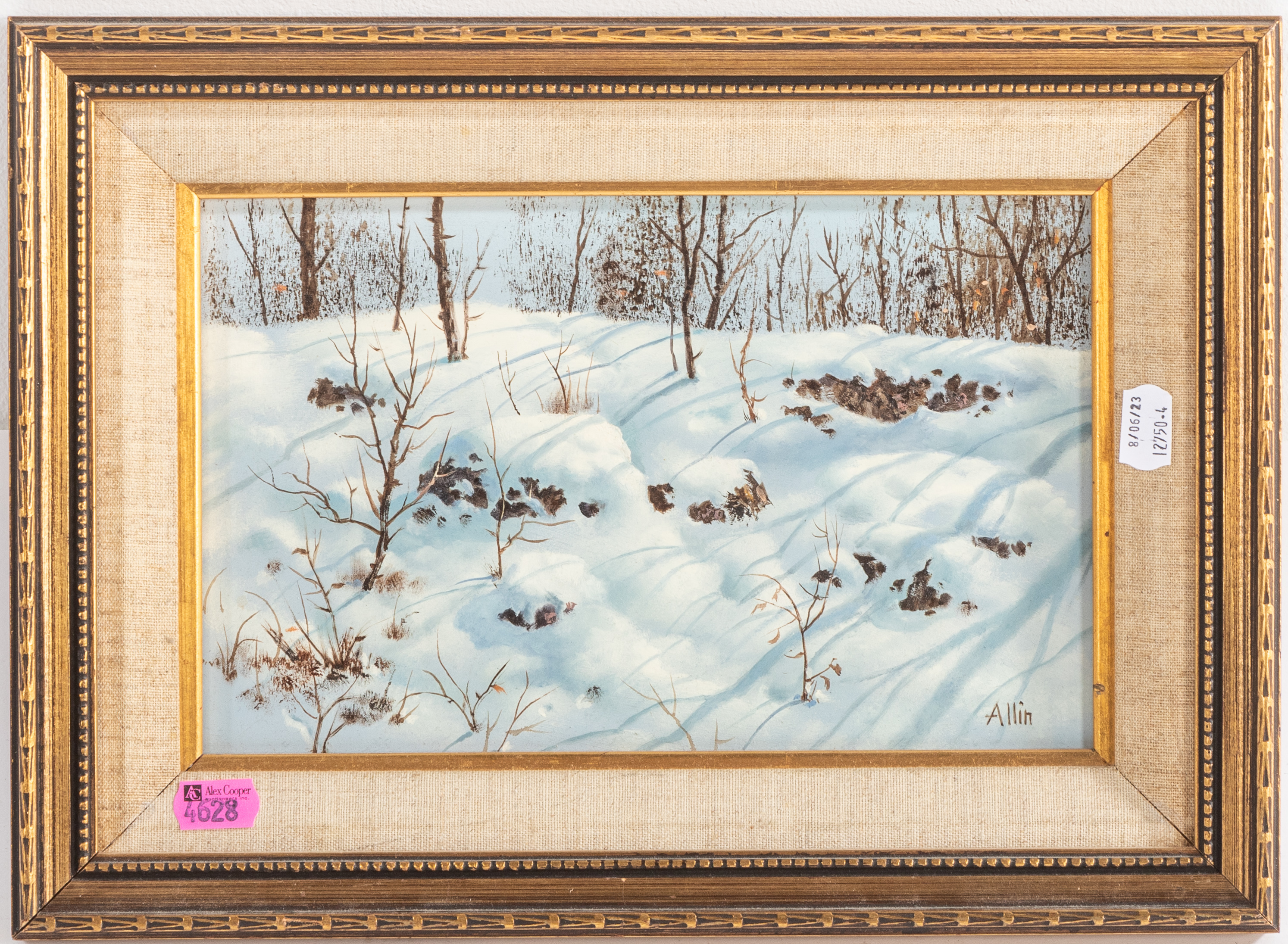ALLIN. WINTER LANDSCAPE, OIL Oil on