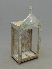 Altar stand in old blue paint.