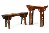 ALTAR TABLE AND STOOL.  Chines