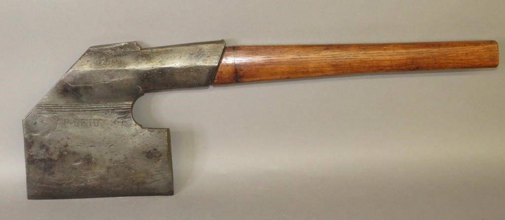ALTERED GOOSEWING AXE SIGNED "P.