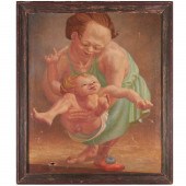 ALTON PICKENS, OIL ON BURLAP,