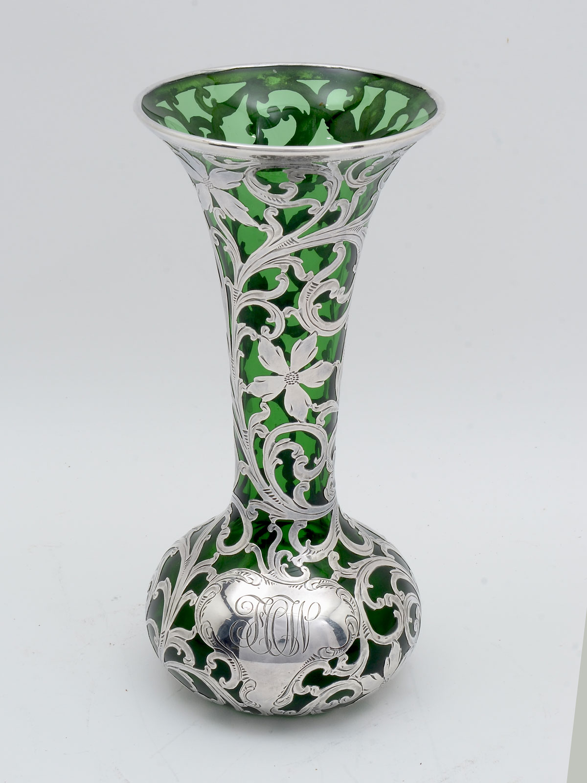 ALVIN PURE SILVER OVERLAID VASE: