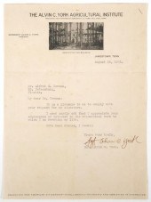ALVIN YORK SIGNED LETTERA lett