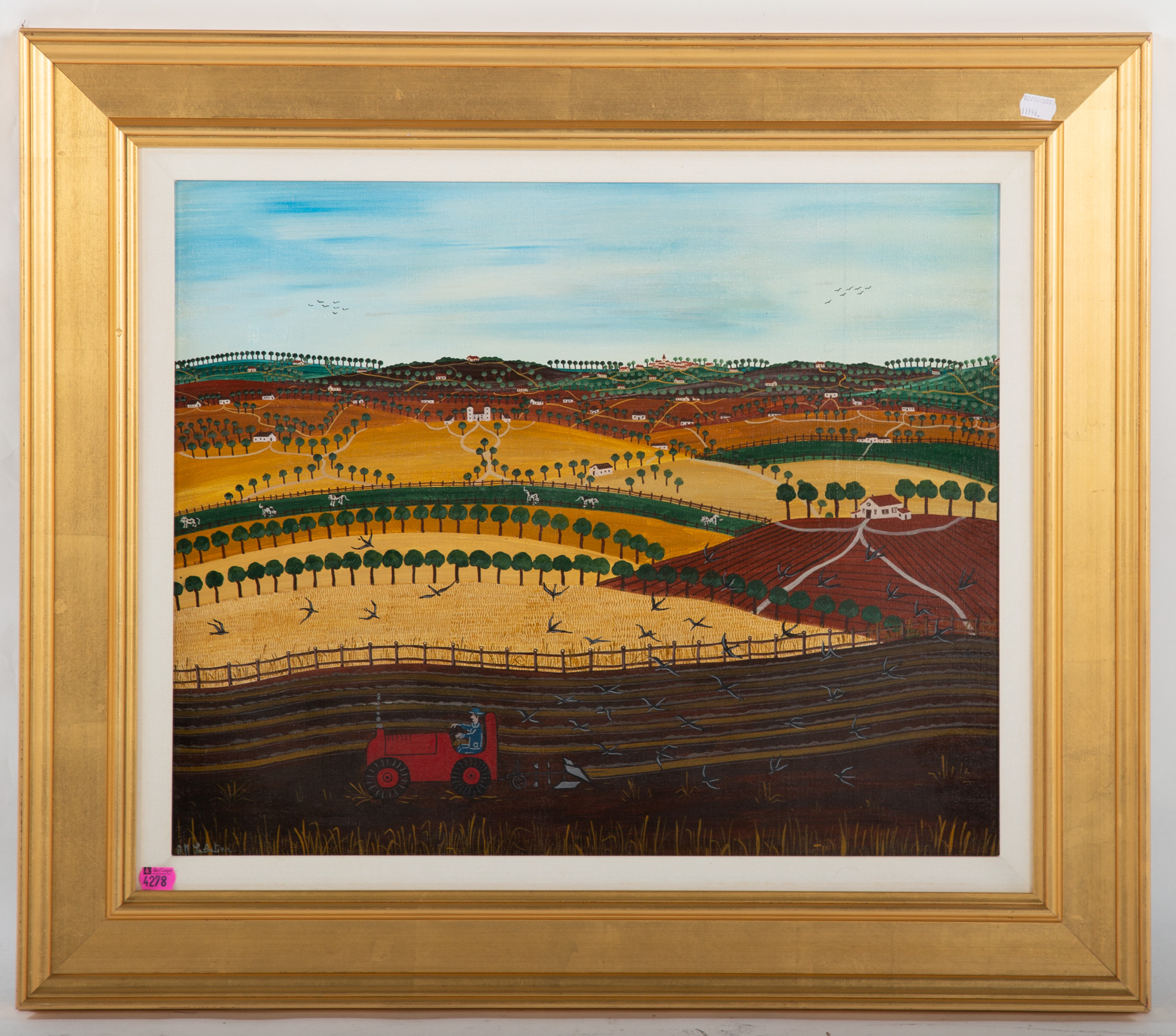A.M. LABATIER. FOLK ART FARM, OIL