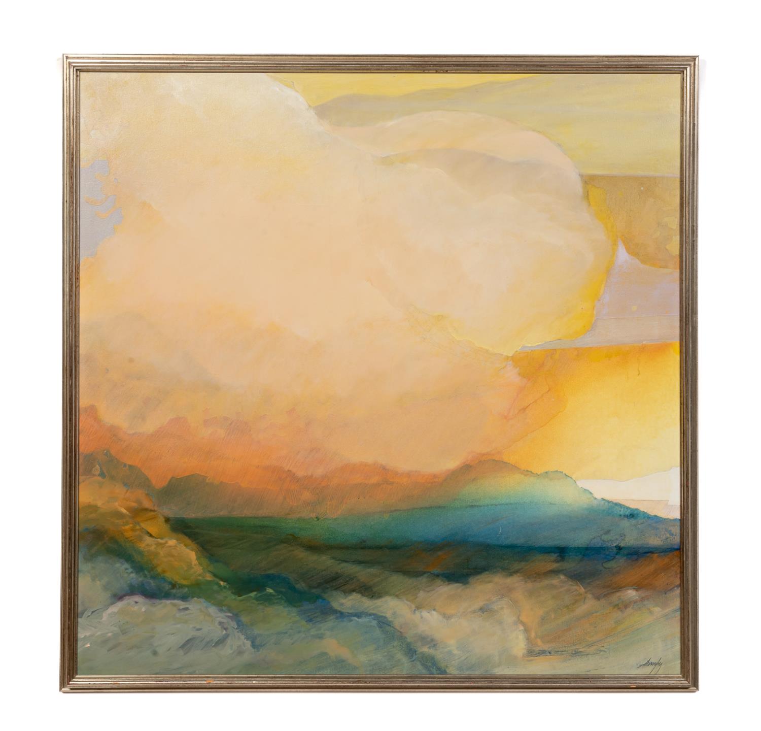 AM. SCHOOL "SUN & CLOUDS", OIL ON