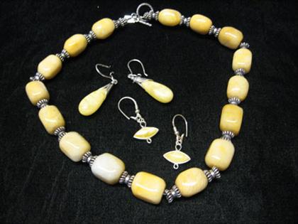 Amber and sterling necklace with