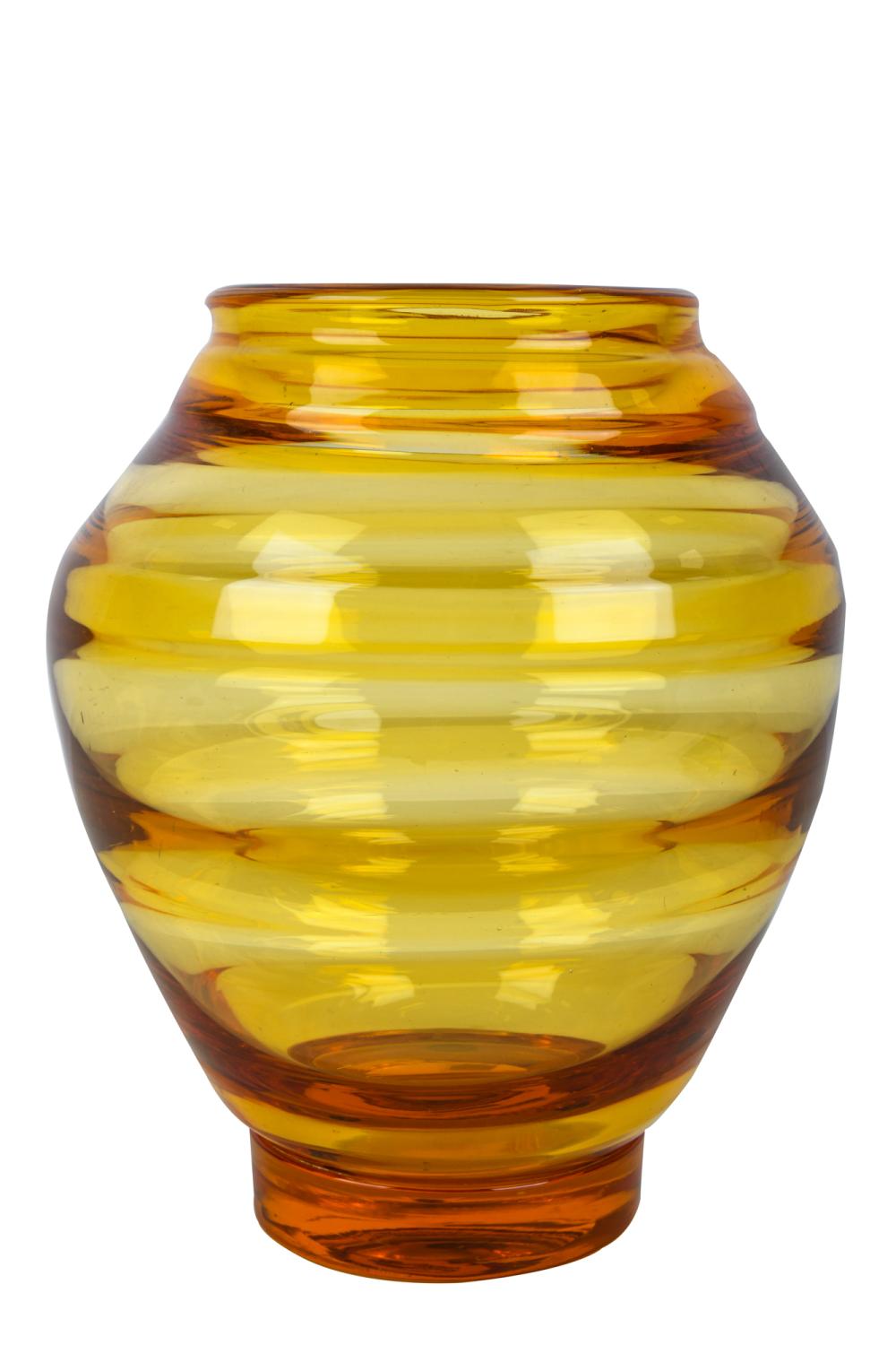 AMBER ART GLASS VASEwith tiered