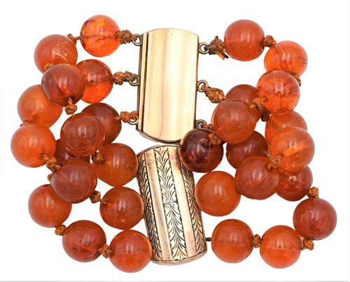 AMBER BEAD TRIPLE STRAND