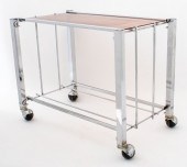 AMBER LUCITE AND CHROMED CART
