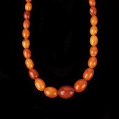 AMBER OVAL BEAD NECKLACE 22" L