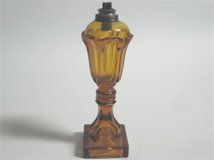 Amber pressed glass fluid lamp   