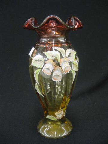 Amberina Art Glass Vase ribbed body