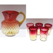AMBERINA PITCHER AND GLASSESA