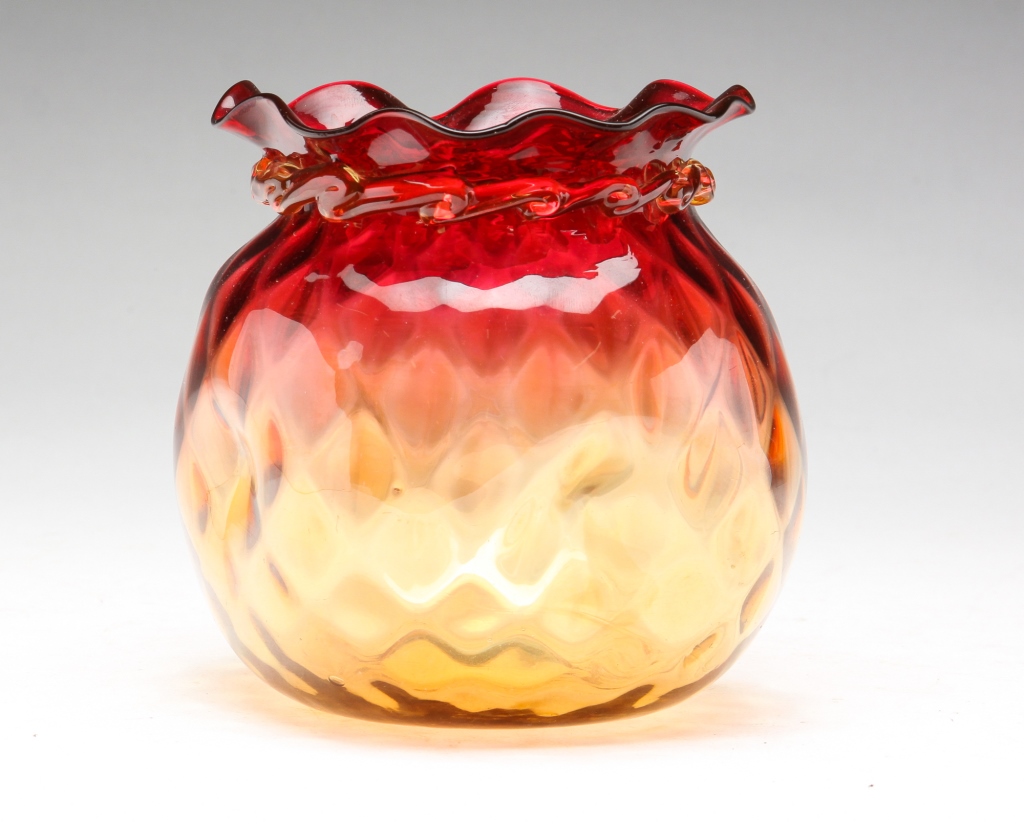 AMBERINA SACK GLASS VASE. American,