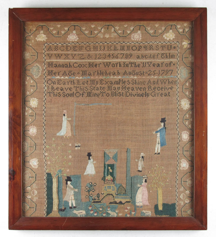 AMERICAN 18th C. SCHOOL GIRL WORK