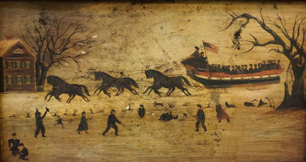 AMERICAN, 20TH CENTURY, BOAT ON ICE