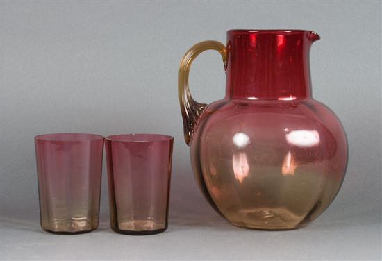 American Amberina glass pitcher and