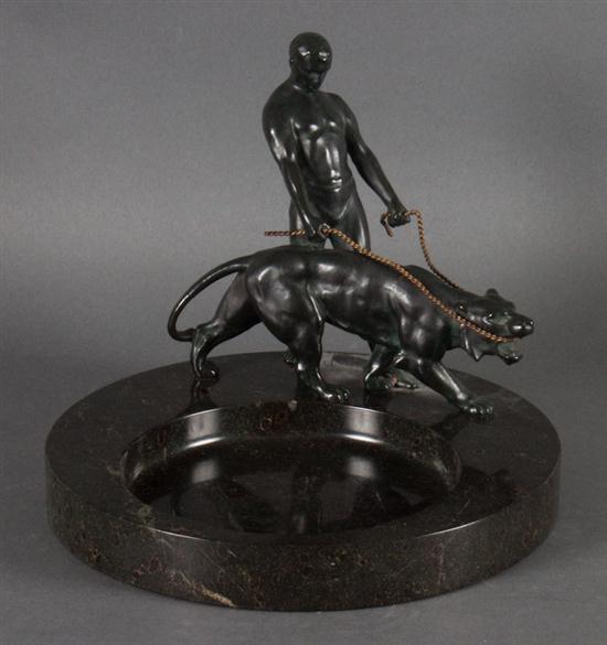 American Art Deco bronze and marble