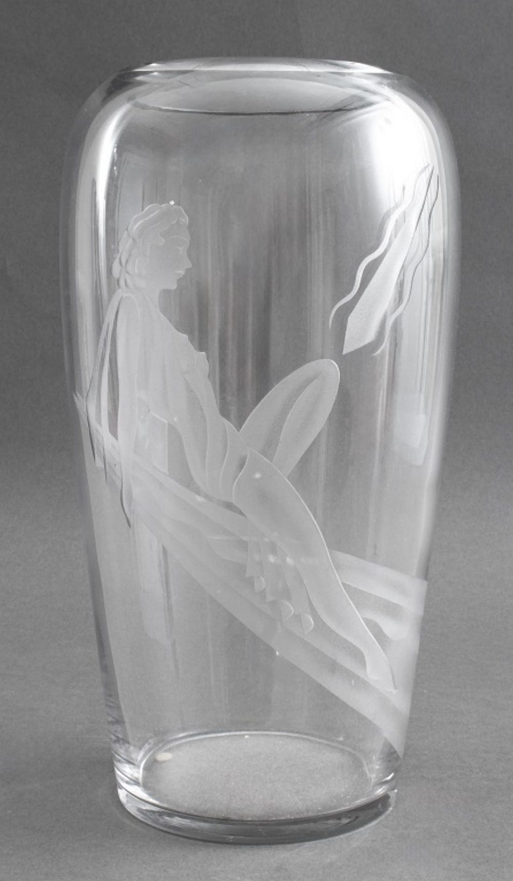 AMERICAN ART DECO WHEEL-ENGRAVED