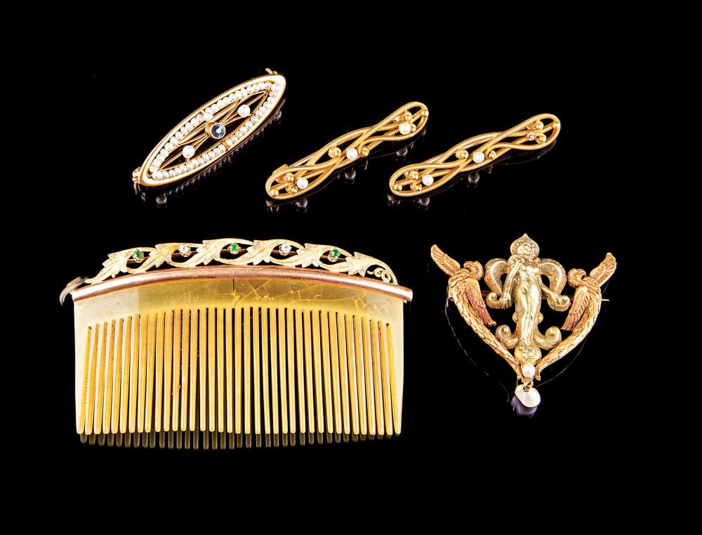 AMERICAN ART NOUVEAU YELLOW GOLD