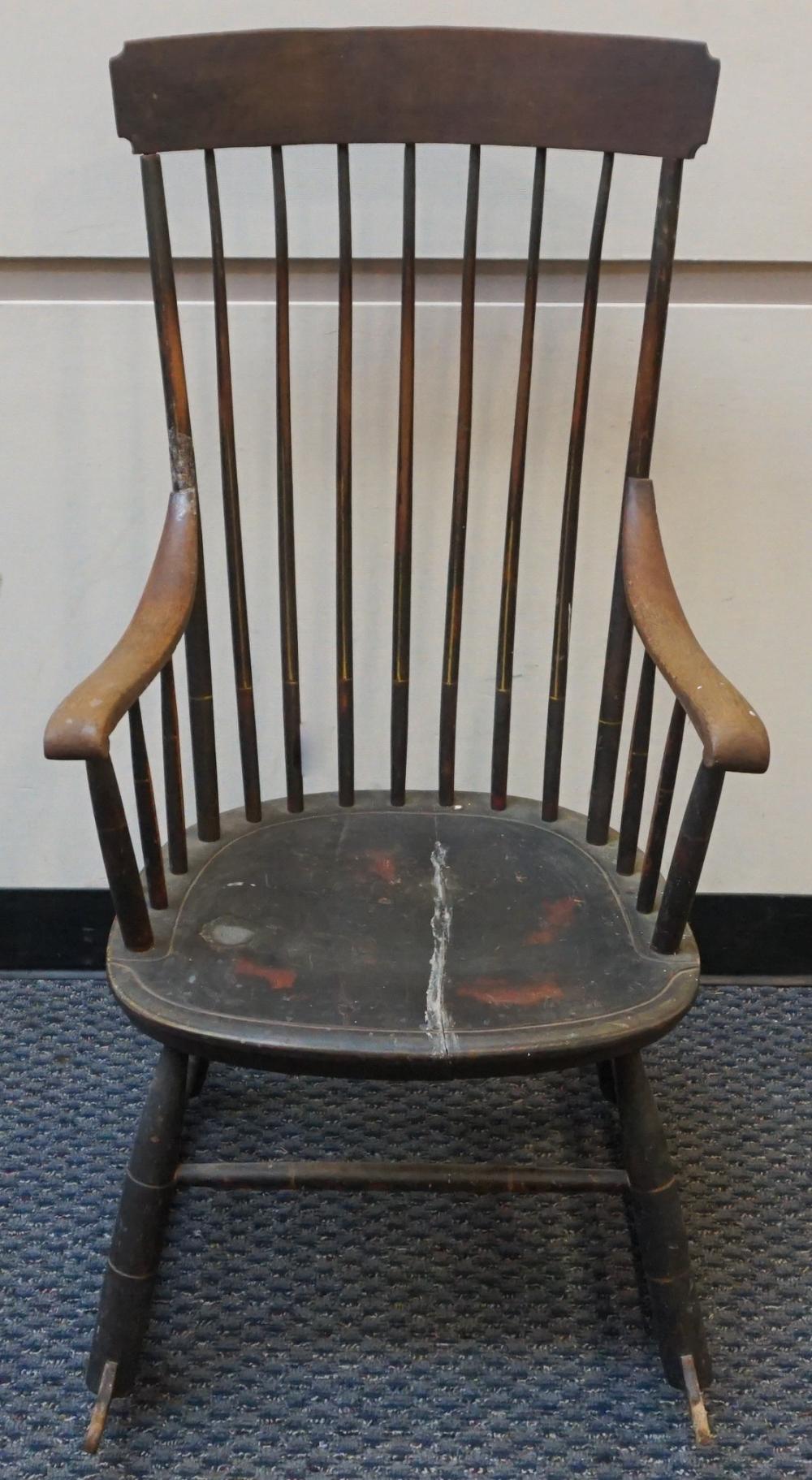 AMERICAN BLACK PAINTED WOOD ARM