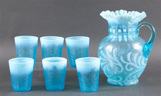 American blue opalescent glass cold