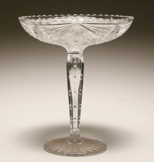 American brilliant cut glass tazza.